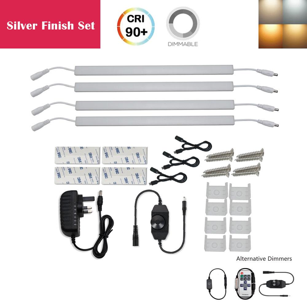 C-Series 4 Pack (4*3W) Dimmable CRI 90 Ultra Thin 12inch Linkable Linear LED Under Cabinet Lights with Dimmer & Power Adapter