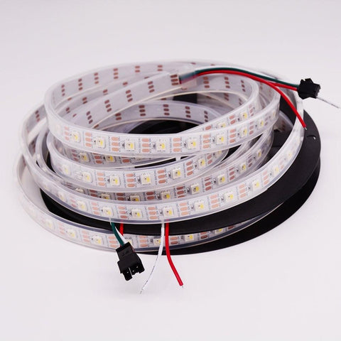 Image of DC 5V SK6812 Individually Addressable LED Strip Light 5050 RGBW 16.4 Feet (500cm) 60LED/Meter LED Pixel Flexible Tape White PCB