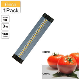 6inch CRI90 SMD2835 3W 160LM Dimmable LED Under Cabinet Light DC 5V / 12V Black / Silver Finish Color Ultra Thin Stick On Under Counter Lighting