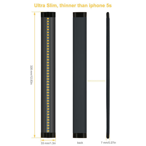 Image of 12inch CRI90 SMD2835 5W 300LM Dimmable LED Under Cabinet Light DC 5V / 12V Black & Silver Finish Color Ultra Thin Stick On Under Counter Lighting