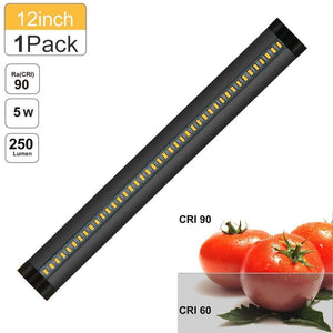 12inch CRI90 SMD2835 5W 300LM Dimmable LED Under Cabinet Light DC 5V / 12V Black & Silver Finish Color Ultra Thin Stick On Under Counter Lighting