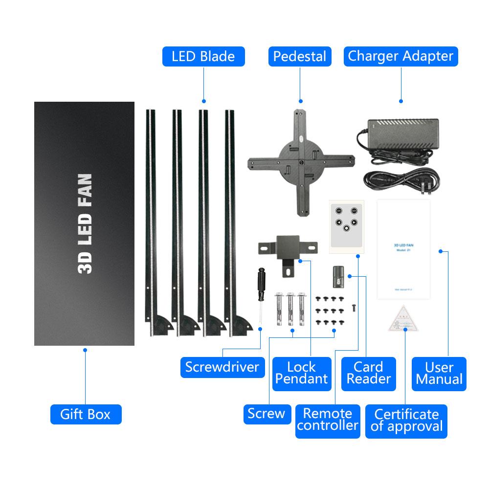 Free Shipping 65cm 720 LEDs 3D Hologram Advertising Display LED Fan, WiFi App Holographic 3D Photos and Videos