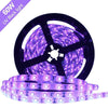 60W UV Black Light LED Strip, 16.4FT/5M 3528 600LEDs 395nm-405nm Waterproof IP65 Night Fishing Sterilization implicitly Party with 12V 5A PowerSupply