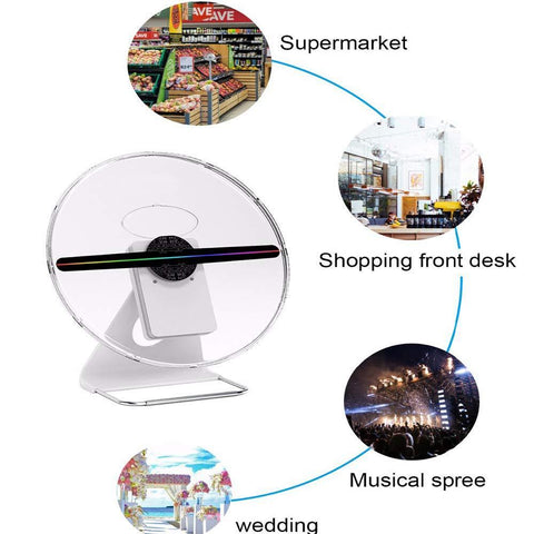Image of Free Shiping 30cm 3D Hologram Fan Unique Design with Patent, Battery Powered Holograma Advertising Logo Projector LED Fan Display