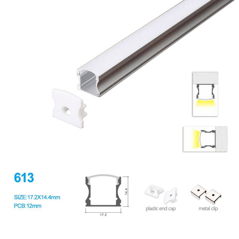 5/10/25/50 Pack 17.2MM*14.4MM Mini Square trimless Surface Mounting Aluminum Profile with Flat Cover ,End Caps and Mounting Clips Included