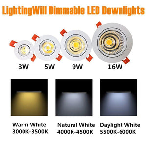 LED Downlight 5W Dimmable CRI80 COB Directional Recessed Ceiling Light Cut-out 2.5in (65mm) 60 Beam Angle 50W Halogen Bulbs Equivalent