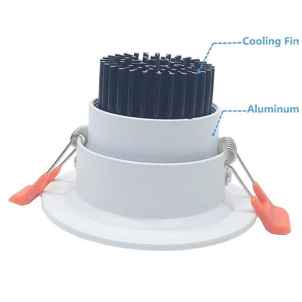 LED Downlight 5W Dimmable CRI80 COB Directional Recessed Ceiling Light Cut-out 2.5in (65mm) 60 Beam Angle 50W Halogen Bulbs Equivalent