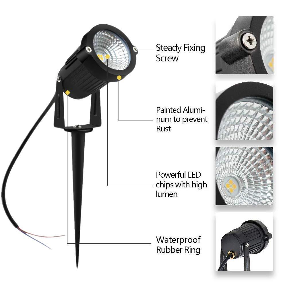 8W SMD3030 LED Landscape Lights 12V-24V Waterproof Garden Pathway Lights Walls Trees Flags Outdoor Spotlights with Spike Stand