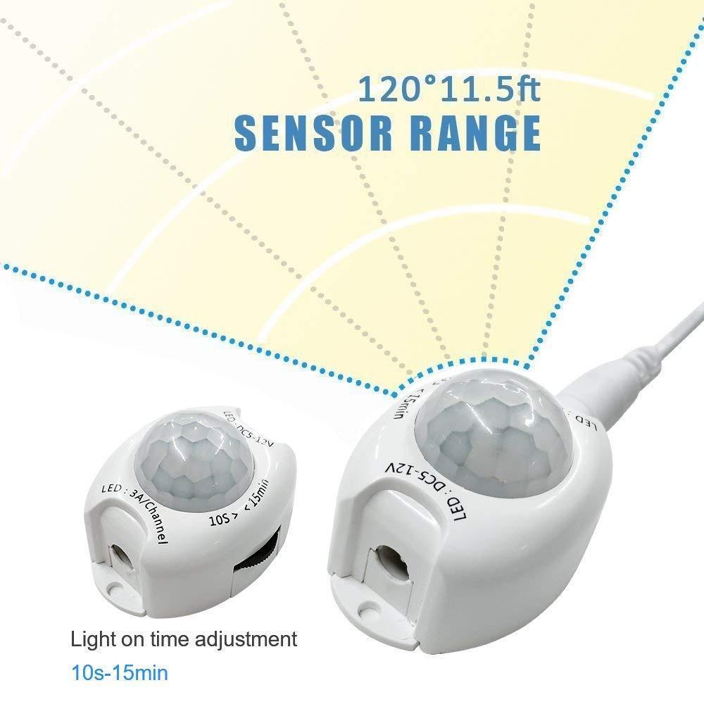 6FT Motion Activated Bed Light Kit, Flexible LED Bed Strip Motion Sensor Night Light Bedside Lamp Illumination with Automatic Shut Off Timer