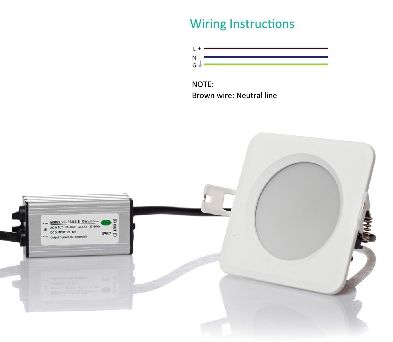 5W/7W/9W/12W/15W Waterproof IP65 Non-dimmable CRI>80 Square Shape Recessed LED Downlight Fixture Fit for Shower, Suana and Outdoor Lighting