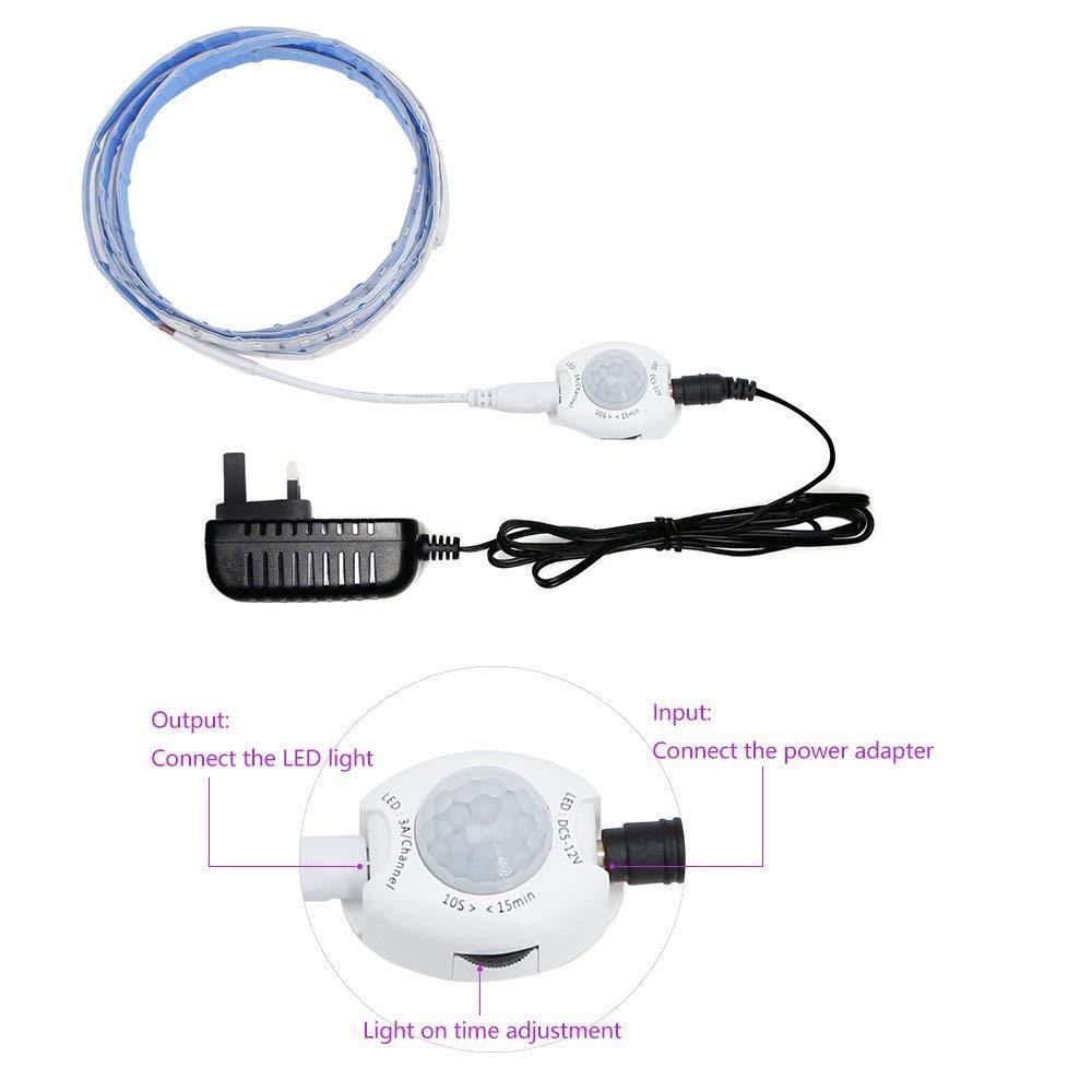 6FT Motion Activated Bed Light Kit, Flexible LED Bed Strip Motion Sensor Night Light Bedside Lamp Illumination with Automatic Shut Off Timer