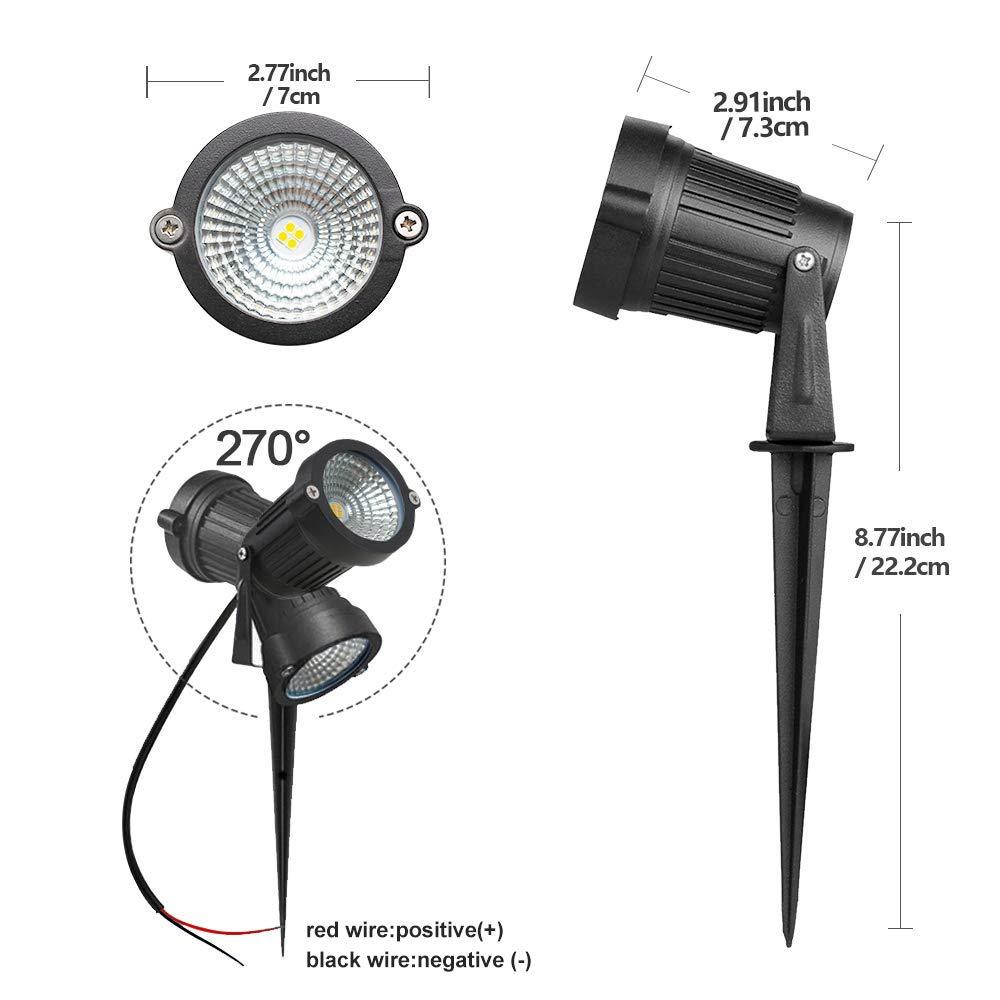 8W SMD3030 LED Landscape Lights 12V-24V Waterproof Garden Pathway Lights Walls Trees Flags Outdoor Spotlights with Spike Stand