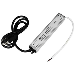 Waterproof IP67 LED Power Supply Driver Transformer  110V AC to 12V DC Low Voltage Output with 3-Prong Plug 3.3 Feet Cable for Outdoor Use