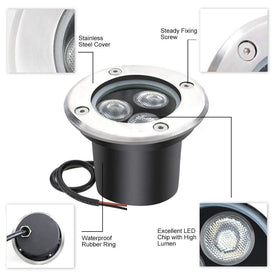 8 Pack 3W LED  Outdoor Landscape Lights Warm White, 300 Lumens, Waterproof IP67 DC 12V 24V Low Voltage for Driveway, Deck, Step, Garden Lights