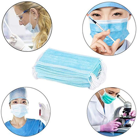 Image of 50Pack of BFE95% Face Masks, 3-Ply Cotton Filter Medical Sanitary for Dust, Germ Protection