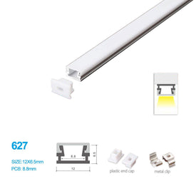 5/10/25/50 Pack 12MM*6.5MM LED Aluminum Profile with Flat Milky White Cover Surface Mounting for LED Rigid Strip Lighting System