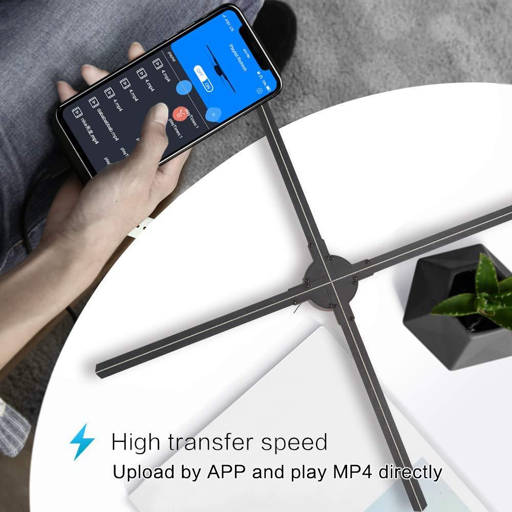 Free Shipping 65cm 3D Hologram WiFi App Cloud Control Advertising Display LED Fan- 4 Blades 1024 Resolution Ideal for Store/Casino/Restaurant/Bar Signs