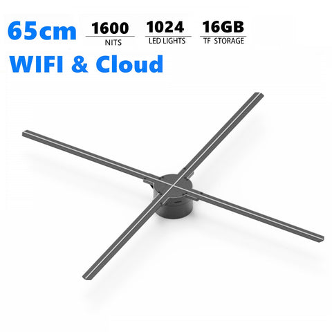 Image of Free Shipping 65cm 3D Hologram WiFi App Cloud Control Advertising Display LED Fan- 4 Blades 1024 Resolution Ideal for Store/Casino/Restaurant/Bar Signs