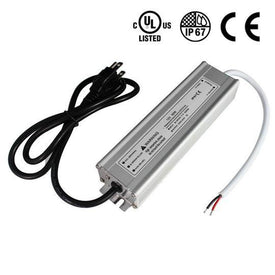 Waterproof IP67 LED Power Supply Driver Transformer  110V AC to 12V DC Low Voltage Output with 3-Prong Plug 3.3 Feet Cable for Outdoor Use