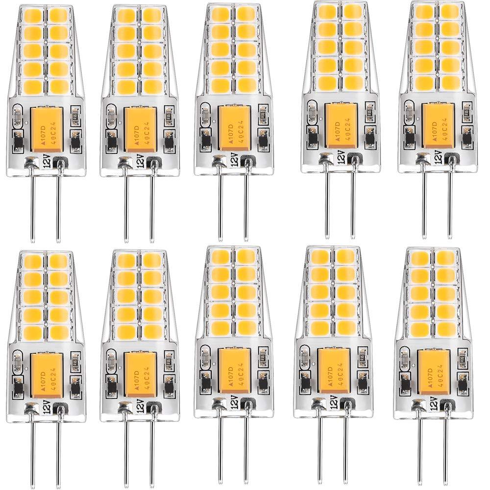 10 Pack G4 LED Light Bulb Bi-Pin Silicon Encapsulation 12V 2.5 W CRI>80 290-310Lumen 20x2835 LEDs 25W Equivalent
