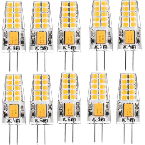 Image of 10 Pack G4 LED Light Bulb Bi-Pin Silicon Encapsulation 12V 2.5 W CRI>80 290-310Lumen 20x2835 LEDs 25W Equivalent