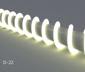 1M/5M/10M  Pack of T22D LED Neon Light Housing Kit with End Caps and Mounting Clips, Flexible Neon Channel Fit for 6mm Wide LED Strip Lights