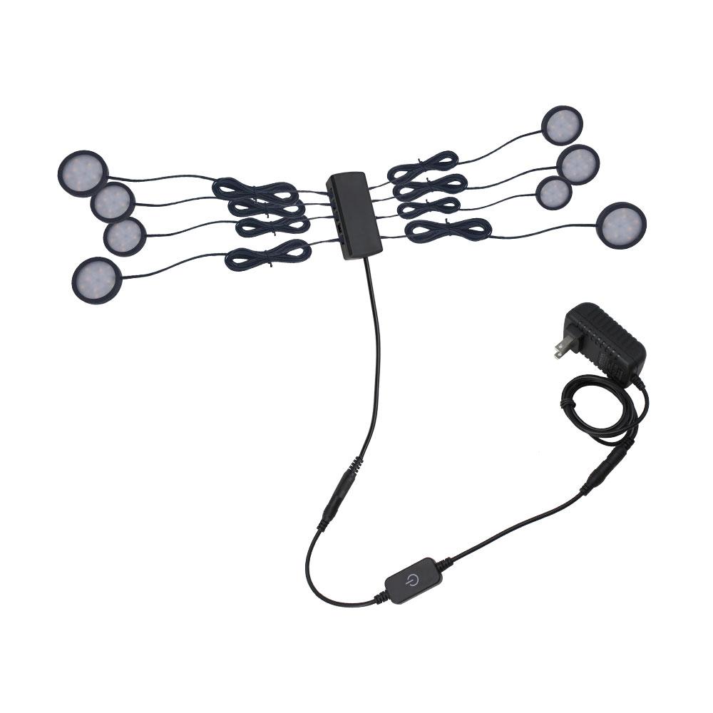 A-Series 8 Pack (8*2W) Dimmable CRI 90 Ultra Thin LED Under Cabinet Puck Lights With Dimmer & Power Adapter, All Accessories Included