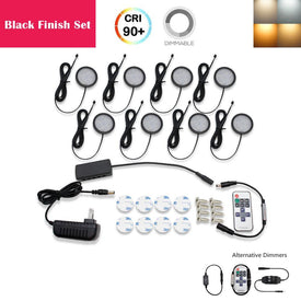 A-Series 8 Pack (8*2W) Dimmable CRI 90 Ultra Thin LED Under Cabinet Puck Lights With Dimmer & Power Adapter, All Accessories Included