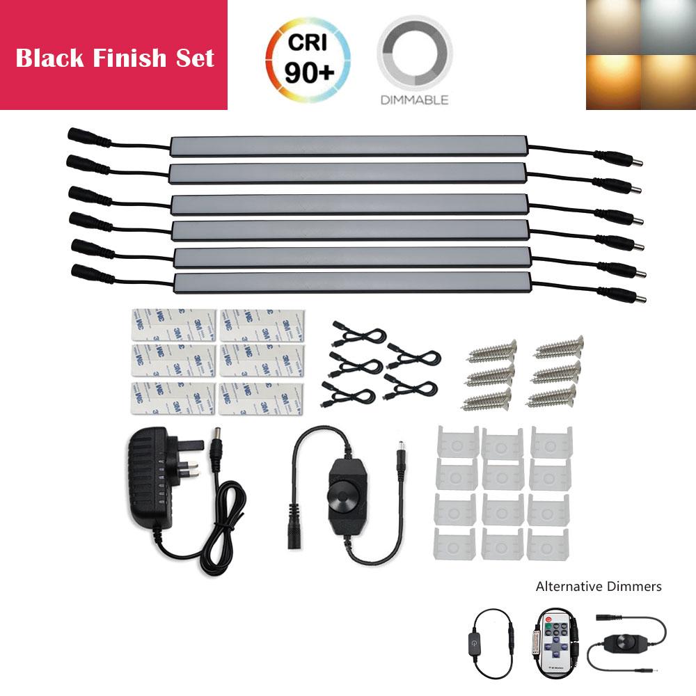 C-Series 6 Pack (6*3W) Dimmable CRI 90 Ultra Thin 12inch Linkable Linear LED Under Cabinet Lights  with Dimmer & Power Adapter