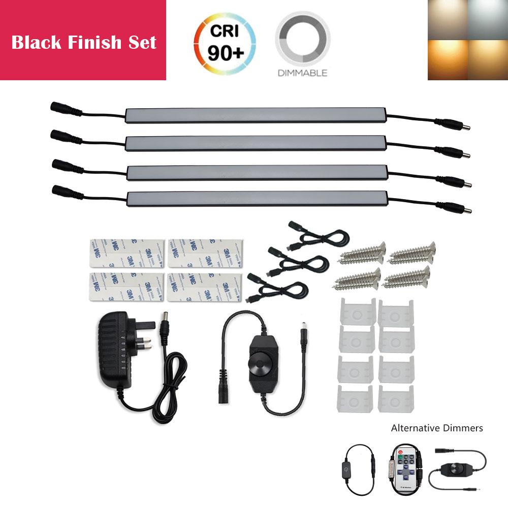 C-Series 4 Pack (4*3W) Dimmable CRI 90 Ultra Thin 12inch Linkable Linear LED Under Cabinet Lights with Dimmer & Power Adapter