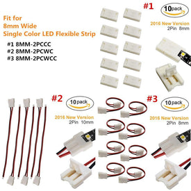 10pcs/Pack New LED Strip Connector Solderless Snap Down 2 Pin Strip to Strip Gapless Jumper for 8mm Wide 3528 2835 Single Color Flex LED Strips