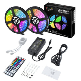 LED Strip Lights, 32.8FT/10M SMD5050 300leds Waterproof RGB Color Changing LED Strip Light Kit with 44 Keys IR Remote Controller, Flexible Strip Light for Home, Kitchen, TV, Bar Decoration