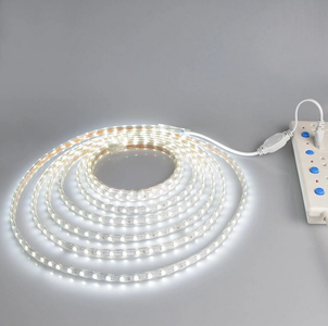 AC 110V / 220V SMD5050 High Voltage Flat Strip Light 60 LEDs Per Meter 12mm Width with Wall Outlet Power Plug
