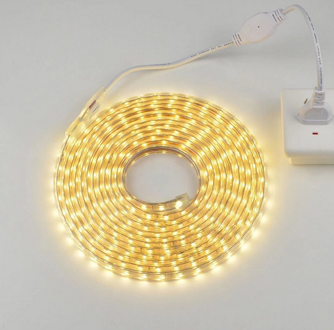 Image of AC 110V / 220V SMD5050 High Voltage Flat Strip Light 60 LEDs Per Meter 12mm Width with Wall Outlet Power Plug