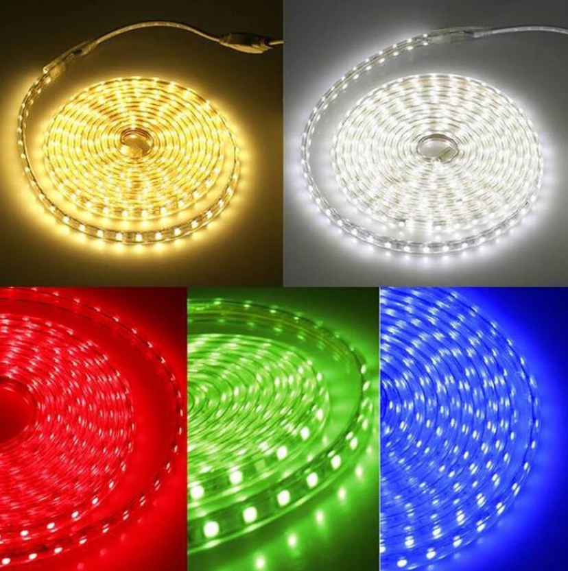 AC 110V / 220V SMD5050 High Voltage Flat Strip Light 60 LEDs Per Meter 12mm Width with Wall Outlet Power Plug