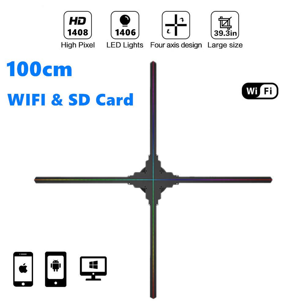 Free Shipping 100cm 3D Hologram WiFi App Control Advertising Display LED Fan- 4 Blades 1408 HD Resolution Ideal for Store/Casino/Restaurant/Bar Signs