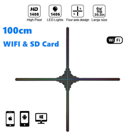 Free Shipping 100cm 3D Hologram WiFi App Control Advertising Display LED Fan- 4 Blades 1408 HD Resolution Ideal for Store/Casino/Restaurant/Bar Signs