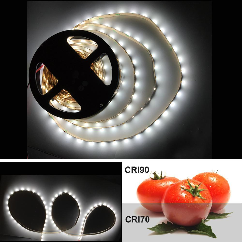 High CRI > 90 DC 12V Dimmable SMD2835-300 Flexible LED Strips 60 LEDs Per Meter 8mm Width 1000lm Per Meter