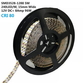 DC 12V Dimmable SMD3528-1200 Double Row Flexible LED Strips 240 LEDs Per Meter 15mm Width 1200lm Per Meter