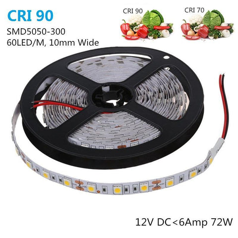 Image of High CR I> 90 DC 12V Dimmable SMD5050-300 Flexible LED Strips 60 LEDs Per Meter 10mm Width 900lm Per Meter