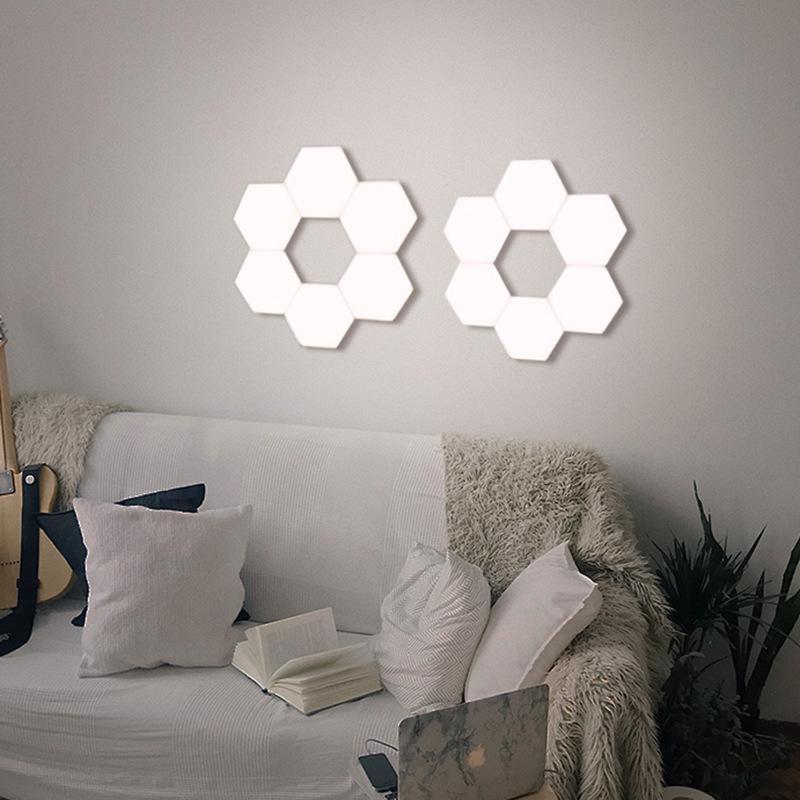 Free Shipping 6 Pack Hexagonal LED Wall Light, DIY Modular Touch Sensitive Lights LED Night Light for Home Decor, Gifts