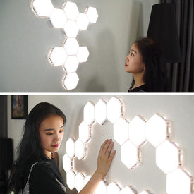 Free Shipping 6 Pack Hexagonal LED Wall Light, DIY Modular Touch Sensitive Lights LED Night Light for Home Decor, Gifts
