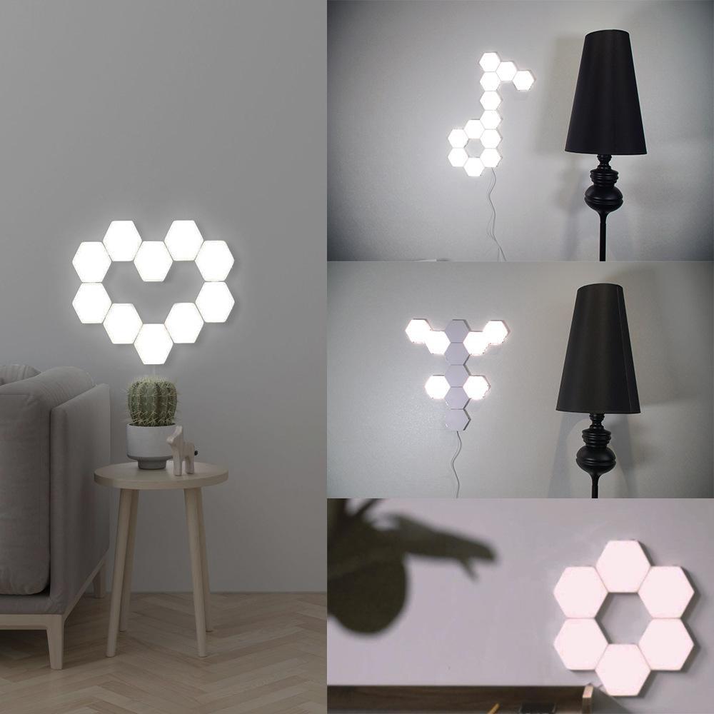 Free Shipping 10 Pack Hexagonal LED Wall Light, DIY Modular Touch Sensitive Lights LED Night Light for Home Decor, Gifts