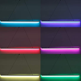 5Pack 3.3ft/1M RGB Color Changing LED Light Bar Kit with LED Crystal Hanging Linear Light Aluminum Channel System Ultra Thin Silver Track Lighting Kit Profile Acrylic Frosted Covers, Extrusion include the 6mm RGB LED Tape Strip Light inside