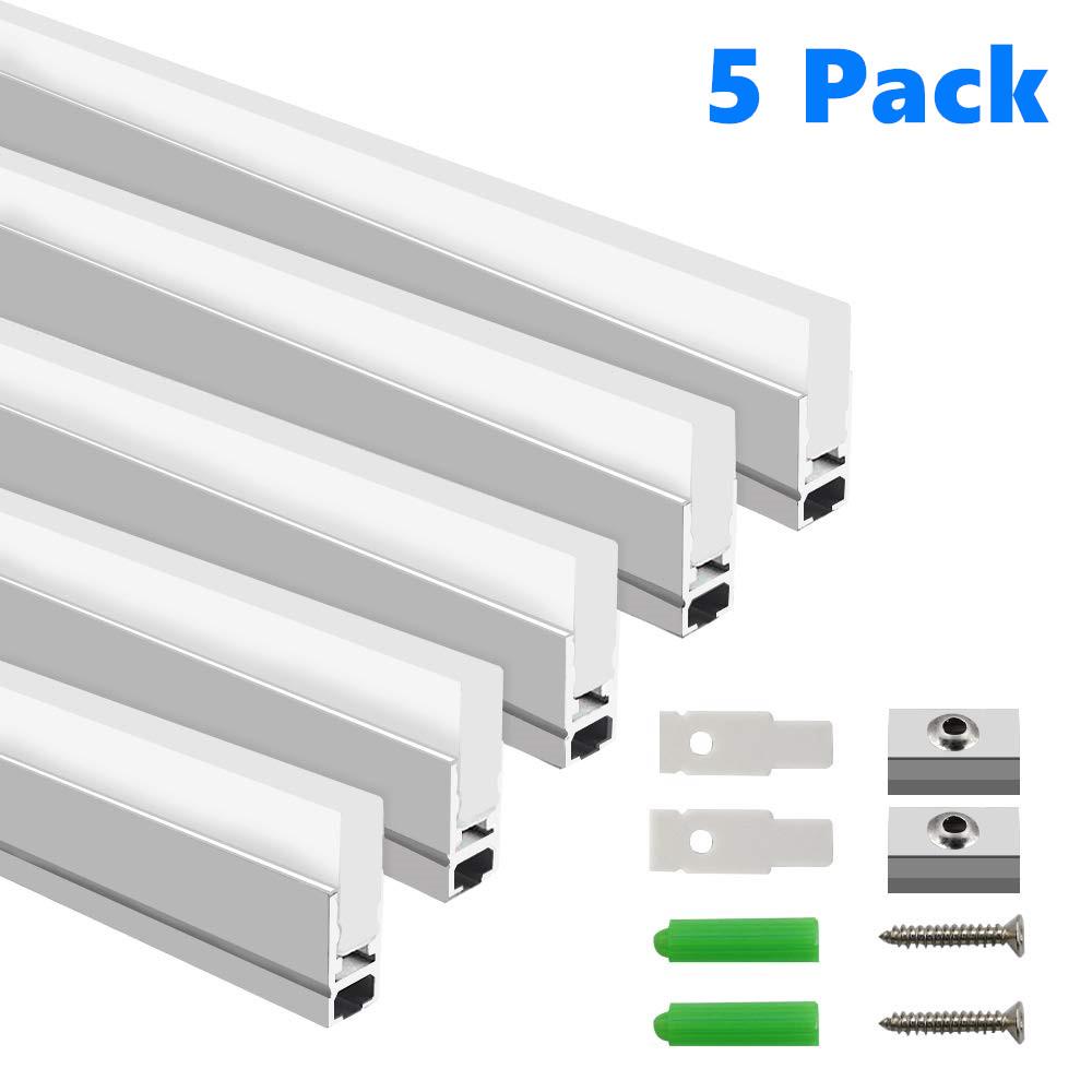 5Pack 3.3ft/1M RGB Color Changing LED Light Bar Kit with LED Crystal Hanging Linear Light Aluminum Channel System Ultra Thin Silver Track Lighting Kit Profile Acrylic Frosted Covers, Extrusion include the 6mm RGB LED Tape Strip Light inside