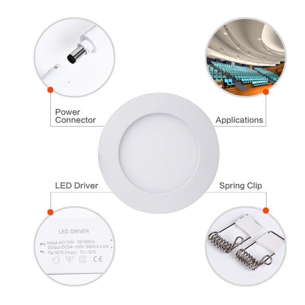 White Trim LED Panel Light 10mm Thick Round Shape Low Profile Recessed Ceiling Panel Lamp 100-240 V AC