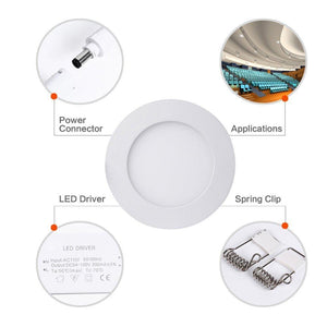White Trim LED Panel Light 10mm Thick Round Shape Low Profile Recessed Ceiling Panel Lamp 100-240 V AC