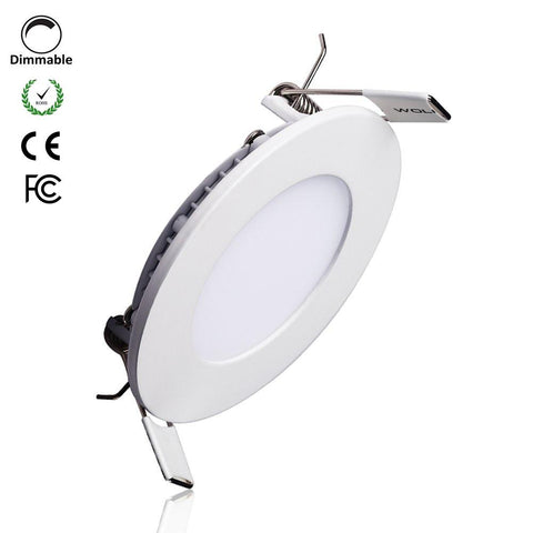 Image of White Trim LED Panel Light 10mm Thick Round Shape Low Profile Recessed Ceiling Panel Lamp 100-240 V AC