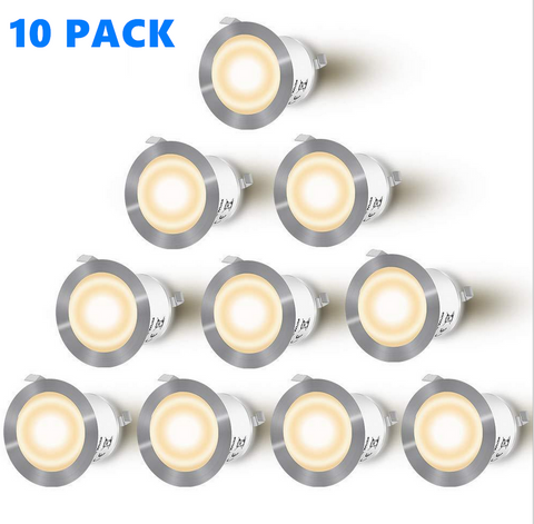 Image of 10 Pack Outdoor Recessed LED Deck Lights Kits IP67 Waterproof Inground LED Step Lights Kit for Garden, Yard, Steps， Bath Room and Kitchen