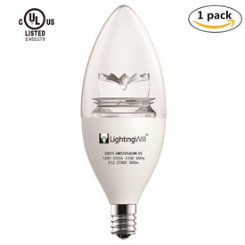 UL CUL Approved 3.5W 300 Lumen LED Candle Light Bulb Dimmable 2700K Warm White Color in E12 Edison Screw Base, 40 Watt Incandescent Lamp Equivalent